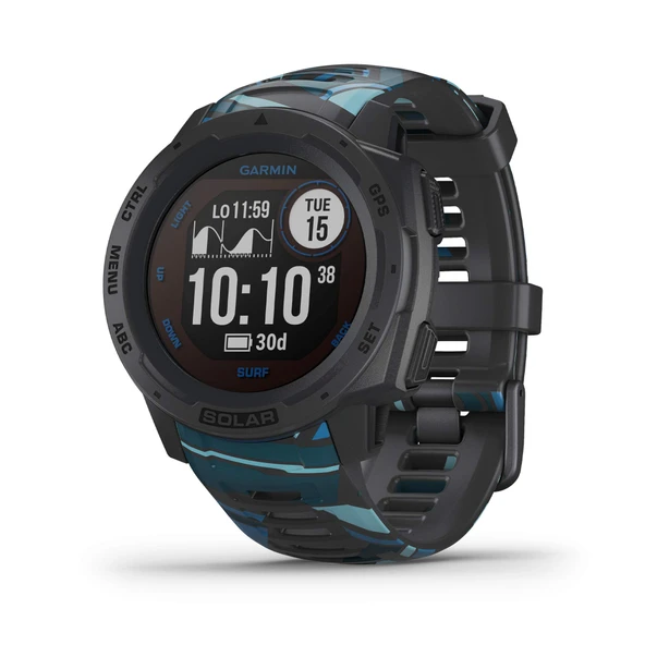 Garmin Instinct Solar Surf, Solar-Powered Rugged Açık Smartwatch with Tide Data and Private Surfing Activity, pipeline ürün görseli 1
