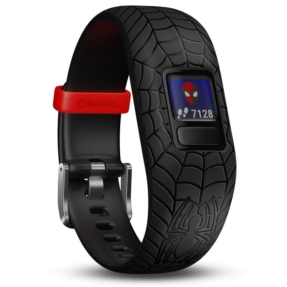 Garmin vivofit jr. Heyecan verici macera uygulaması, adımsayar, siyah, 1 yıla kadar pil ömrüne sahip, 4 yaş ve üzeri çocuklar için Marvel Spider-Man tasarımında 2 adet dijital, su geçirmez ürün görseli 1