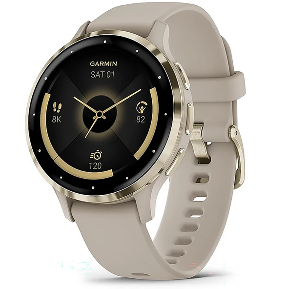 Garmin Venu 3S Health Fitness GPS Smartwatch Soft Gold Bezel/Gray Band (41mm) - ürün görseli 1
