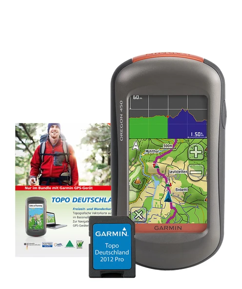 Garmin Oregon 450 GPS cihazı + Topo Almanya 2012 Pro toplam eğlence haritası, microSD'de, M10-DE100-24 ürün görseli 1