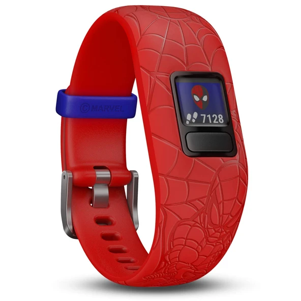 Garmin vivofit jr. 4 yaş ve üzeri çocuklar için Marvel Spider-Man tasarımında 2 adet dijital, su geçirmez aksiyon saati, heyecan verici macera uygulaması, adımsayar, kırmızı, 1 yıla kadar pil ömrü ürün görseli 1