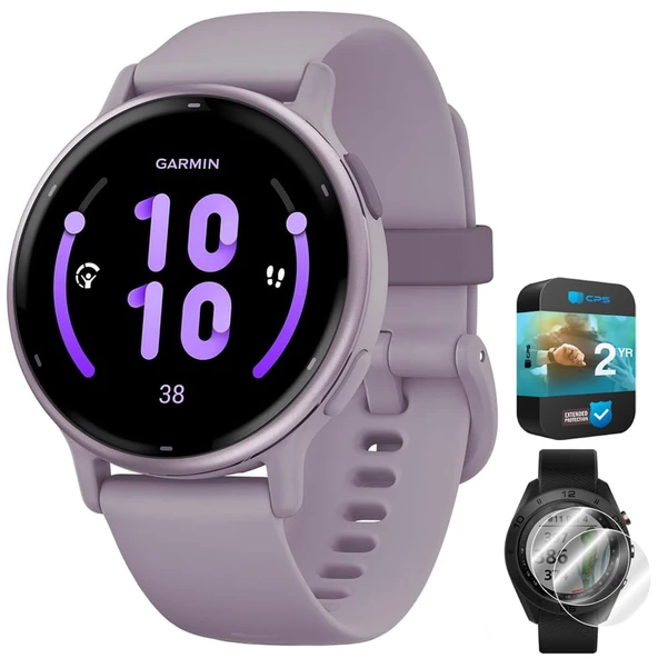 Garmin 010-02862-13aktif 5 Fitness Smartwatch, Orchid Sche ile Deco Essentials 2Pack Ekran Koruyucu ve 2 YR CPS Geliştirilmiş Koruma Paketi ürün görseli 1