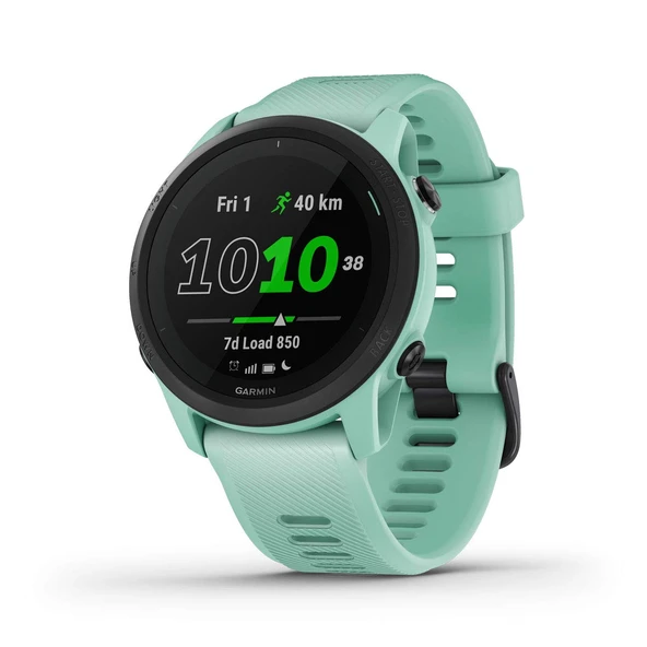 Garmin Forerunner 745 – Bireysel antrenman planlarına, özel koşu fonksiyonlarına ve ayrıntılı antrenman analizine sahip GPS triatlon saati. 1,2" renkli ekran, 1 haftaya kadar pil ömrü, suya dayanıklı ürün görseli 1