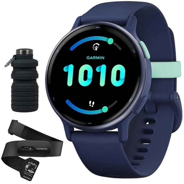 Garmin Vivoaktif 5 Fitness Smartwatch, HRM 200 Kalp Puanı İzleme (XS-S) Sche with Deco Essentials Collapsable Water Şişe ürün görseli 1