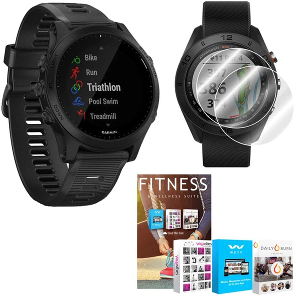 Garmin Forerunner 945 Premium GPS Koşu/Triathlon Bluetooth Smartwatch with Music in Black Sche with Screen Protector 2Pack, Fitness and Wellness Suite (010-02063-00) ürün görseli 1
