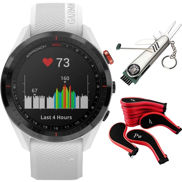 Garmin Yaklaşım S62 Black Seramik Bezel w/Beyaz Silikon GPS Golf İzle & Daha Fazla Grafik ürün görseli 1