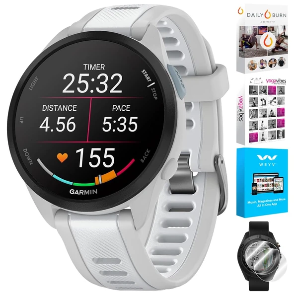 Garmin 010-02863-31 Forerunner 165 Music Smart Sport Watch, Mist Gray + Whitestone | Resmi ABD Ortak Modeli | Grafik & Wellness Suite ürün görseli 1