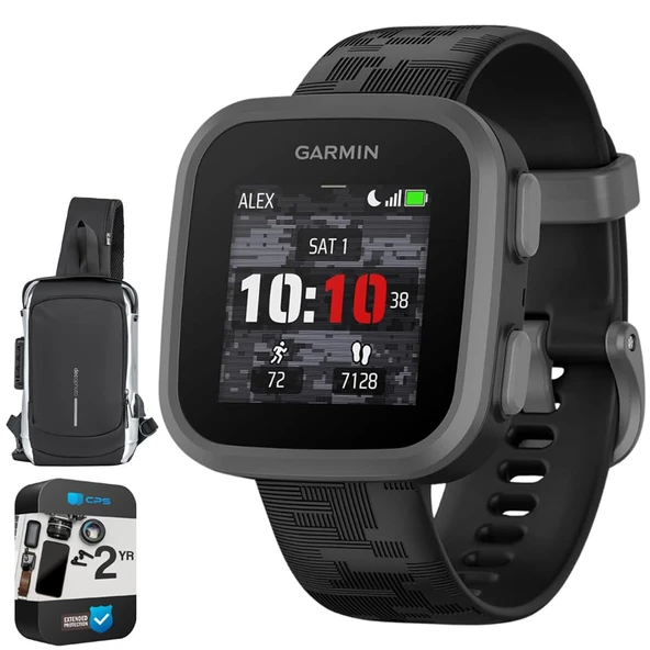 Garmin Bounce Kids Smartwatch, Black Camo w/Sling Backpack + 2 Yr Garanti ürün görseli 1
