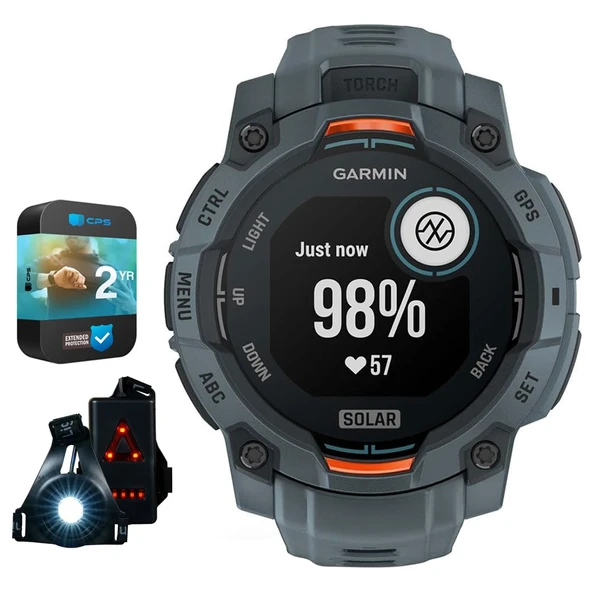 Garmin Instinct 3 45 mm Açık GPS Smartwatch Solar Twilight Band 010-02934-01 Sche with 2 YR CPS Geliştirilmiş Koruma Paketi & Deco Essentials Wearable Safety Light ürün görseli 1