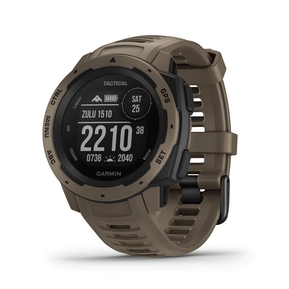 Garmin Instinct Taktik - Taktik işlevlere sahip, ABD askeri standardına sahip ve 10 ATM'ye kadar suya dayanıklı, sağlam GPS akıllı saati. Spor/fitness fonksiyonlarına sahip ürün görseli 1