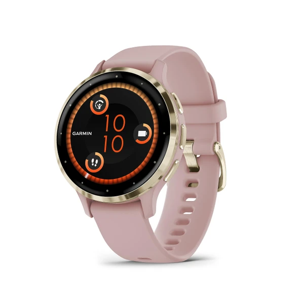Garmin Venu 3S Soft Gold Paslanmaz Çelik Bezel 1.2-Inch AMOLED Touch Ekran Smart Watch with 41mm Rose Case and Silikon Band ürün görseli 1