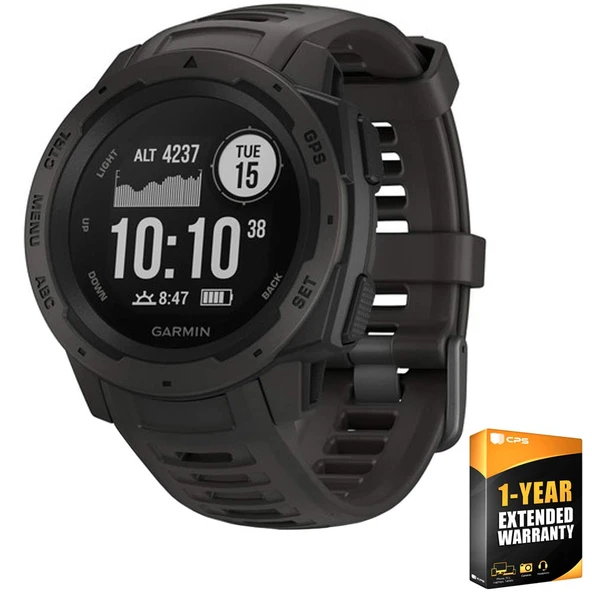 Garmin Instinct - spor/fitness işlevlerine sahip su geçirmez GPS akıllı saat. Bilekten kalp atış hızı ölçümü, fitness takipçisi ve akıllı telefon bildirimleri. ürün görseli 1