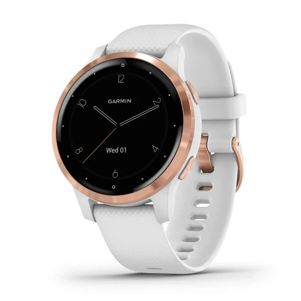 Garmin vívoactive 4S egzersiz planları ve animasyonlu egzersizler içeren ince, su geçirmez GPS fitness akıllı saati. Dar bileklere yönelik, 20 spor uygulaması, 7 günlük pil ömrü, temassız ödeme, müzik ürün görseli 1