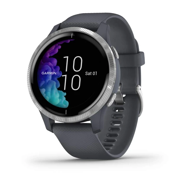 Garmin Venu, Smartwatch with Bright Touchscreen, Özellikler Müzik, Body Energy Watch, Animation Workouts, Pulse Ox Sensörs and More, Granite Blue ve Silver Smartwatch ürün görseli 1