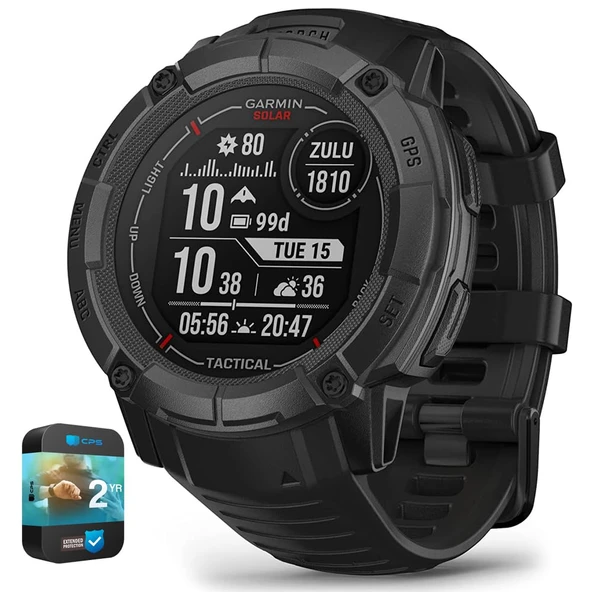 Garmin 010-02805-13 Instinct 2X Solar Rugged GPS Smartwatch Taktik Edition Black Sche with 2 YR CPS Geliştirilmiş Koruma Paketi ürün görseli 1