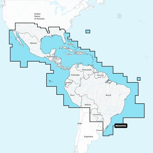 Garmin Navionics+ NSSA004L - Meksika, Karayipler Brezilya - Inland Coastal Marine Chart [010-C1285-20] ürün görseli 1