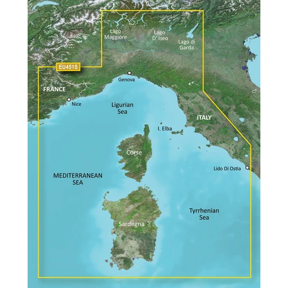 Garmin Bluechart G2 - HXEU451S - Ligurian Sea Corsica And Sardinia - MicroSD/SD ürün görseli 1