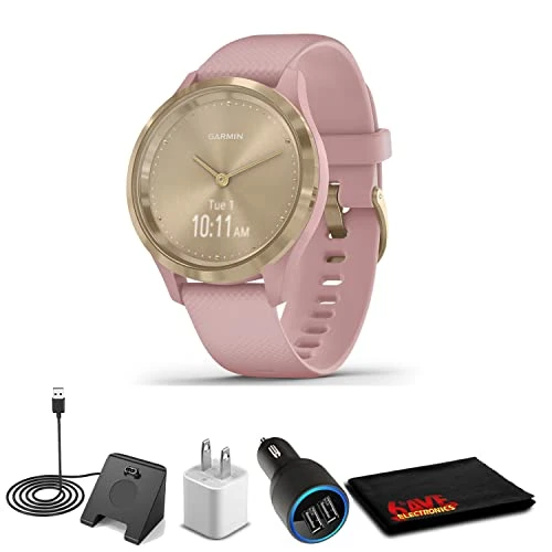 Garmin Vivomove 3s-Dust Rose/Light Gold + USB Car/Wall Adaptör + Watch Şarj Stand + 6Ave Fiber Kumaş (010-0223-111) ürün görseli 1