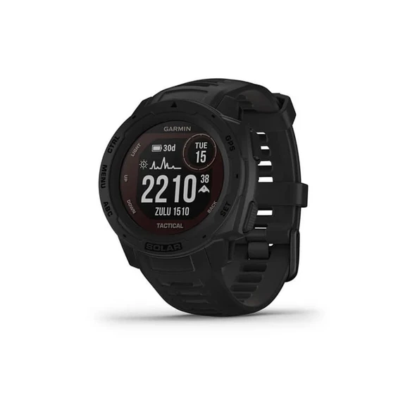 Garmin Instinct Solar Taktik - 54 güne kadar pil ve taktik işlevler için solar şarj işlevine sahip sağlam GPS akıllı saat. Spor ve fitness fonksiyonları ve akıllı telefon bildirimleri ile ürün görseli 1