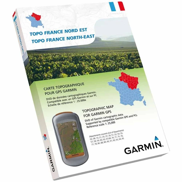 Garmin Topo Fransa Kuzey-Doğu - DVD ve microSD'deki GPS cihazları için eğlence ve yürüyüş haritası ürün görseli 1