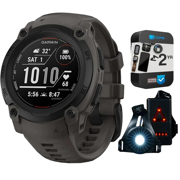 Garmin 010-02933-00 Instinct E 45mm Rugged Açık GPS Smartwatch 7/24 Sağlık İzleme (Charcoal) Sche with 2 Yıl CPS Protection Pack +Deco Essentials Wearable Commuter Front and Arka Safety Light ürün görseli 1