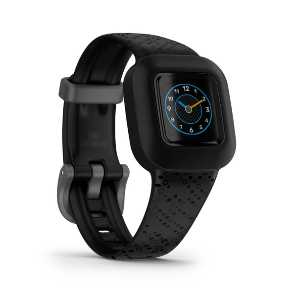 Garmin vivofit jr. 3 - 4 yaş ve üzeri çocuklar için su geçirmez dijital aktivite takip cihazı, adımsayar, 1,4 cm ekran, acil durum bağlantısı, 1 yıla kadar pil ömrü, macera dünyası ve sınav, siyah ürün görseli 1