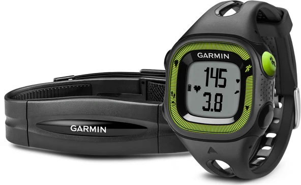 Garmin Fitness Watch Forerunner 15, kalp atış hızı göğüs kayışlı, siyah/yeşil, S, 010-01241-70 ürün görseli 1