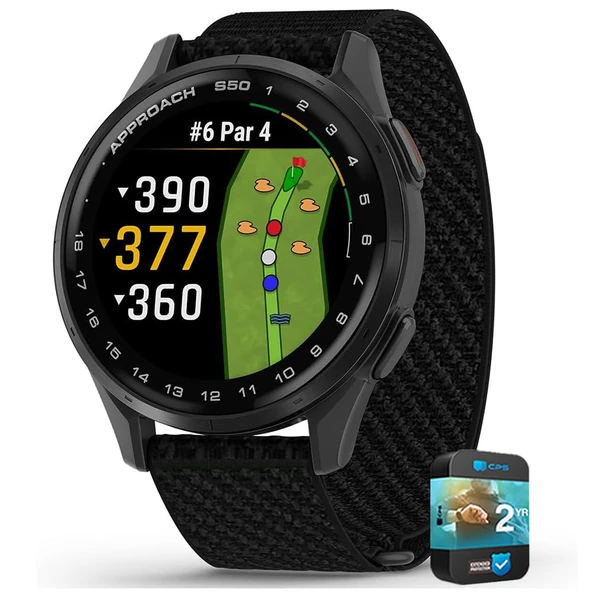 Garmin 010-03010-00 Approach S50, Advanced Golf GPS Smartwatch, AMOLED Ekran, On-Course Özellikler Log 2 YR CPS Geliştirilmiş Koruma Paketi ürün görseli 1