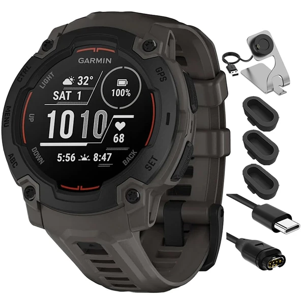 Garmin 010-02932-00 Instinct E 40mm Rugged Açık GPS Smartwatch 7/24 Sağlık İzlemesi, Deco Essentials Şarj Dock, Silikon Dust Cover 3 Pack ve USB Type C Şarj Kablosu ürün görseli 1