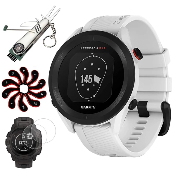 Garmin 010-02472-00 Yaklaşım S12 GPS Golf Watch, 42k + Yüklü Dersler (Beyaz) | Resmi ABD Ortak Modeli | Deco Essentials 2Pack Ekran Koruyucu, 7-in-1 Golf Tool & Iron Head Covers ürün görseli 1