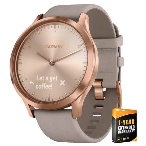 Garmin Vivomove HR Premium Rose Gold w/Gray Suede Band + Ekstra Bant Granit Blue (010-01850-19) 1 YR CPS Geliştirilmiş Koruma Paketi ürün görseli 1