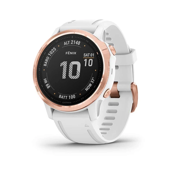 Garmin Fenix 6S Pro, Premium Multisport GPS Watch, Smaller-Sized, Özellikler Mapping, Music, Grade-Adjusted Pace Rehberlik ve Pulse Ox Sensörleri, Rose Gold with White Band ürün görseli 1