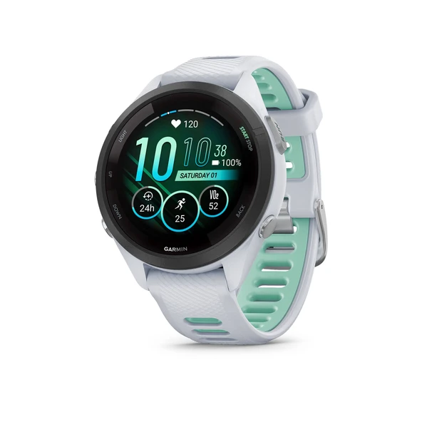 Garmin unisex Forerunner® 265S GPS saati, taş beyazı-nane yeşili, tek beden ürün görseli 1