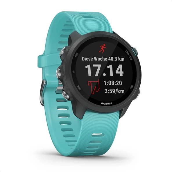 Garmin Forerunner 245 – Antrenman planlarına, özel koşu fonksiyonlarına ve detaylı antrenman analizine sahip GPS koşu saati. 1,2" (3 cm) renkli ekran, 7 güne kadar pil ömrü, su geçirmez ürün görseli 1