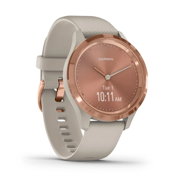Garmin vivomove 3S analog ibrelere ve dar bilekler için OLED ekrana, spor uygulamalarına ve fitness/sağlık verilerine sahip ince, şık hibrit akıllı saat ürün görseli 1