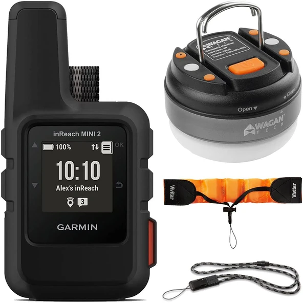 Garmin inReach Mini 2 Portatif Uydu İletişimci/GPS Navigator (Black) Accessory Sche with LED Brite-Nite Dome Lantern Flashlight for Camping, Quick Release Eye,and Orange Bile ürün görseli 1