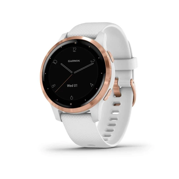 Garmin vivoaktif 4S, Smaller-Sized GPS Smartwatch, Özellikler Müzik, Body Energy Watch, Animation Workouts, Pulse Ox Sensörs, Rose Gold with White Band ürün görseli 1