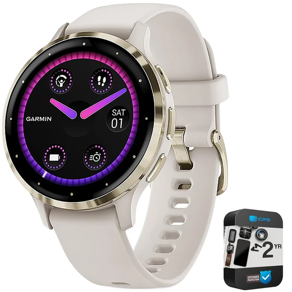 Garmin Venu 3S Fitness GPS Smartwatch Gold Bezel w/Ivory Case (41mm) - Refurbished 010-N2785-04 Sche with 2 YR CPS Geliştirilmiş Koruma Paketi ürün görseli 1