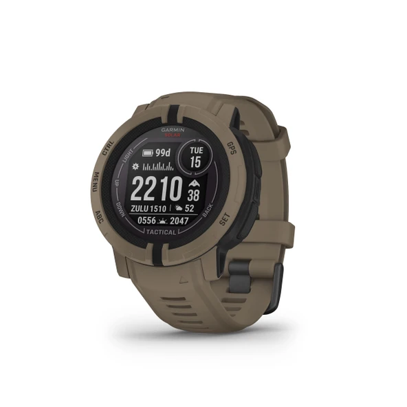 Garmin Instinct 2 Solar, Taktik-Edition, Güneş Şarjleri ile Hava İzlemesi, Tüm Elements için İnşa Edilmiş, Multi-GNSS Desteği, Tracback Routing ve More, Coyote Tan ürün görseli 1