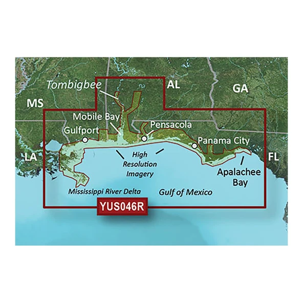 Garmin BlueChart g2 HD w/High Decision Uydu Imagery - Alabama/Mississippi Gulf Coast ürün görseli 1