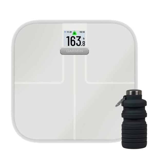 Garmin Index S2 Smart Scale with Wireless Connectivity Sche with Deco Essentials Collapsable Water Şişe BPA Free 24oz (Gray / BS) ürün görseli 1