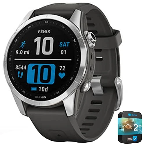 Garmin 010-02539-00 Fenix 7S Smartwatch Silver with Graphite Band Sche with 2 YR CPS Geliştirilmiş Koruma Paketi ürün görseli 1