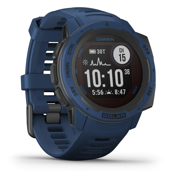 Garmin Instinct Solar - 54 güne kadar pil ömrü için solar şarj fonksiyonuna sahip su geçirmez GPS akıllı saat. Spor ve fitness fonksiyonlarıyla ürün görseli 1