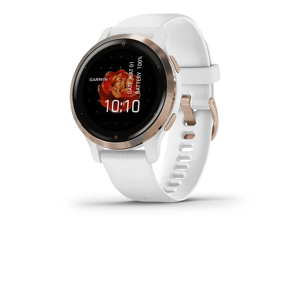 Garmin Venu 2S, Smaller-Sized GPS Smartwatch with Advanced Health Watch and Fitness Özellikler, Rose Gold Bezel with White Case and Silikon Band, (010-02429-03) ürün görseli 1