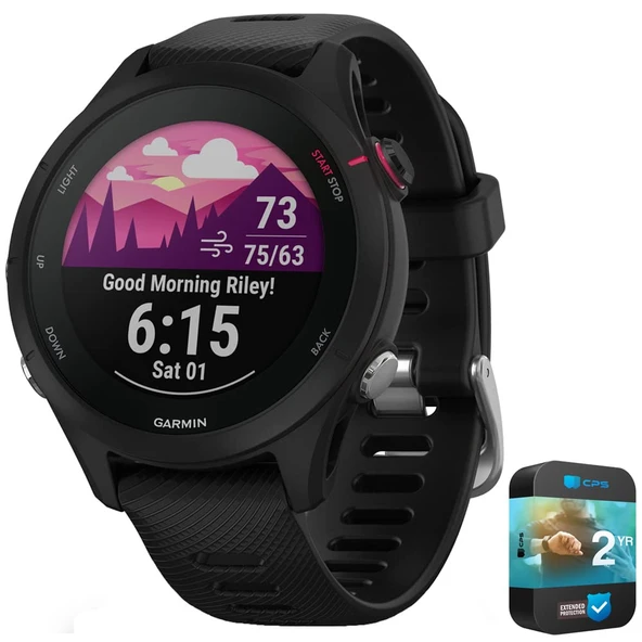 Garmin 010-02641-22 Forerunner 255S Music GPS Smartwatch Black Sche ile 2 YR CPS Geliştirilmiş Koruma Paketi ürün görseli 1
