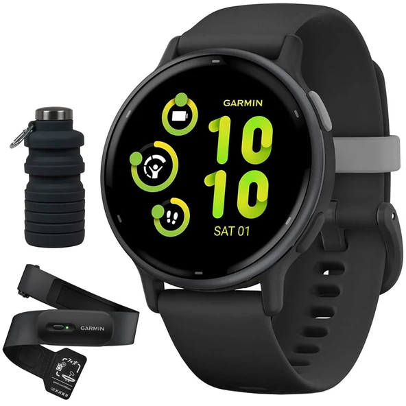 Garmin Vivoaktif 5 Fitness Smartwatch, HRM 200 Kalp Puanı İzleme (XS-S) Deco Essentials Collapsable Water Şişe ürün görseli 1