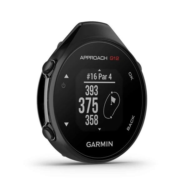 Garmin Approach G12 - Yeşil alana ve engellere olan mesafe bilgisini içeren GPS golf cihazı. 1,3" ekran, atış mesafelerinin ölçümü ve kaydı. Dünya çapında 42.000 golf sahası için 30 saatlik pil, siyah ürün görseli 1
