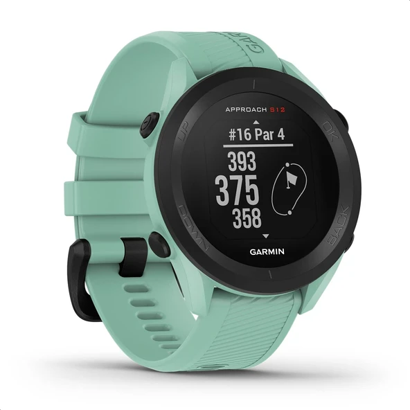 Garmin Approach S12 2022 Sürümü - 42.000 golf sahasında atış mesafesi ölçümü ve sahalara/engellere olan mesafe bilgilerine sahip GPS golf saati. Kullanımı kolay ve golf modunda 30 saate kadar pil ömrü ürün görseli 1