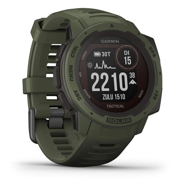Garmin Instinct Solar Taktik - 54 güne kadar pil ve taktik işlevler için solar şarj işlevine sahip sağlam GPS akıllı saat. Spor ve fitness fonksiyonları ve akıllı telefon bildirimleri ile ürün görseli 1