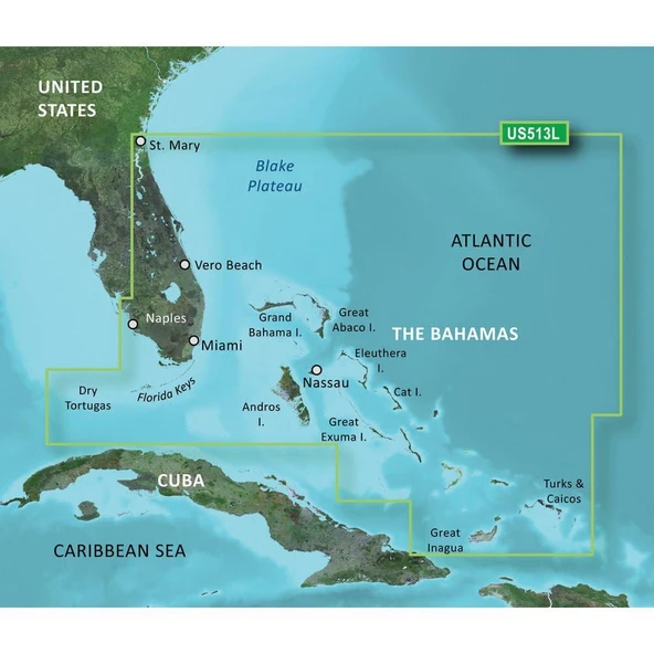 Garmin BlueChart® g3 Vision® HD - VUS513L - Jacksonville - Bahamalar - MicroTM/SDTM ürün görseli 1